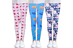 iLover Toddler Girls Cute Stretch Athletic Leggings Little Kids High Waisted Yoga Pants Ankle Length