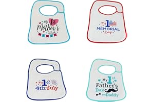 Hello Baby Wonder Baby's First Mother's Day, Memorial Day, Father's Day, July 4th Bib Set - 4pk