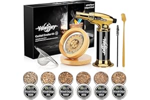 Yiiwinwy Cocktail Smoker Kit with Torch,Whiskey Smoker Kit,Bourbon/Drink/Old Fashioned Smoker Kit with 6 Flavor of Wood Chips,Christmas Gifts for Men,Husband,Dad (No Butane)