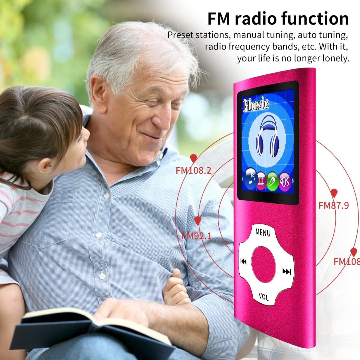 Mymahdi MP3/MP4 Portable Player,1.8 Inch LCD Screen,Max Support 64GB,Pink: Electronics