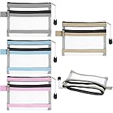 5 Pcs Double Layer Mini Zipper Mesh Bags 3 x 4.5 Inch Nylon Portable Multipurpose Document Pocket Makeup Cosmetic Accessories Travel Toiletries Storage Pouches for Small Items Key Lipstick Credit Card