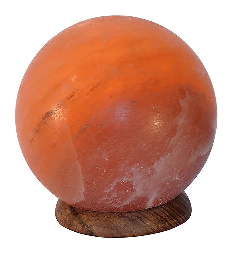 HIMALAYA SALT DREAMS - Beleuchteter Salzkristall PLANET mit Holsockel, inklusive Elektrik und Spezial-Leuchtmittel (E14)