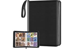 Xrunmix Trading Card Binder, 900 Pockets Card Sleeves with Zipper Card Display, Double Sided Pocket Sports Card Holder, Carry Case for Sports/Game Card(Black) (900 Pockets)