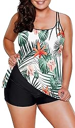 Omichic Women's Loose Tankini Top with Boyshorts