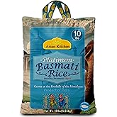Asian Kitchen Platinum White Basmati Rice Extra Long Aged 10lbs (4.54kg) ~ All Natural | Gluten Friendly | Vegan | Indian Origin | Export Quality