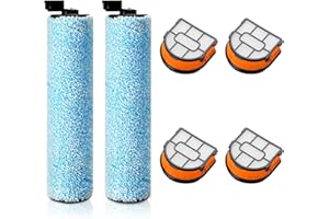 HEROSKY WD161 Roller and Filter For Shark HydroVac MessMaster Wet Dry Vacuum Cleaner WD161 WD261 AW261 (2 Brush 4 Foam Filter Kit)