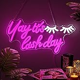 graxie Yay It's Lash Day Neon Sign, Lash Neon Signs for Wall Decor, Dimmable Acrylic Neon Lights for Lash Salon Lash Room Beauty Room Nails Hair Bar Bedroom, Perfect Gifts