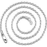 FEEL STYLE Stainless Steel Chain 925 Silver Rope Chains 3-5mm Twist Rope Necklace 14-30 Inch