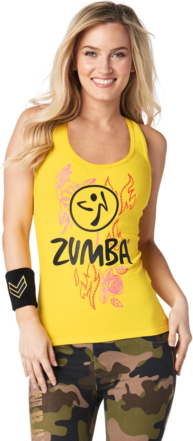 Zumba Women's Athletic Graphic Design Workout Racerback Tank Top