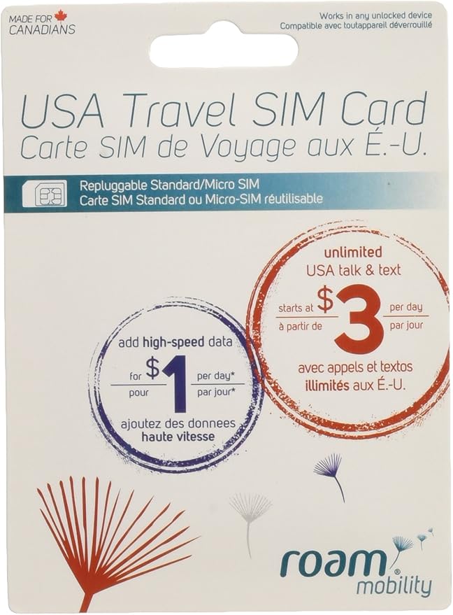 USA Travel SIM Card (Unlimited Talk+text From 3/day for