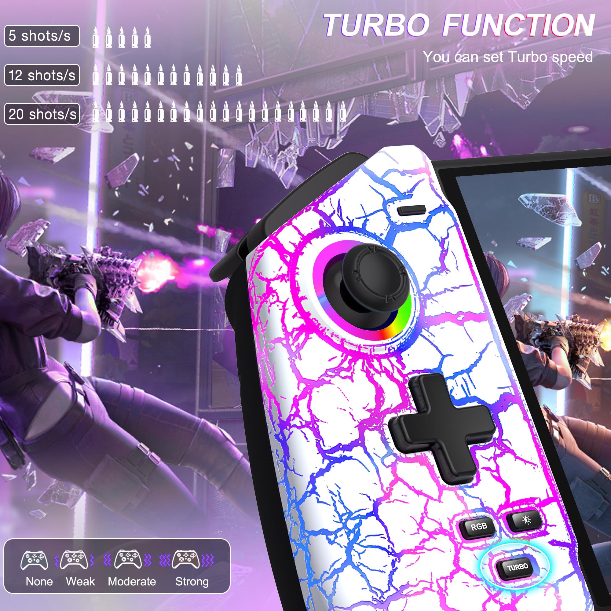 CYOYPPY Switch Controller Compatible with Nintendo Switch/OLED - USB-C Plug & Play Switch Pro Controller Handheld Mode, One-Piece Joypad Controller with Hall Joystick/RGB/4 Game Slot/Dual Motor