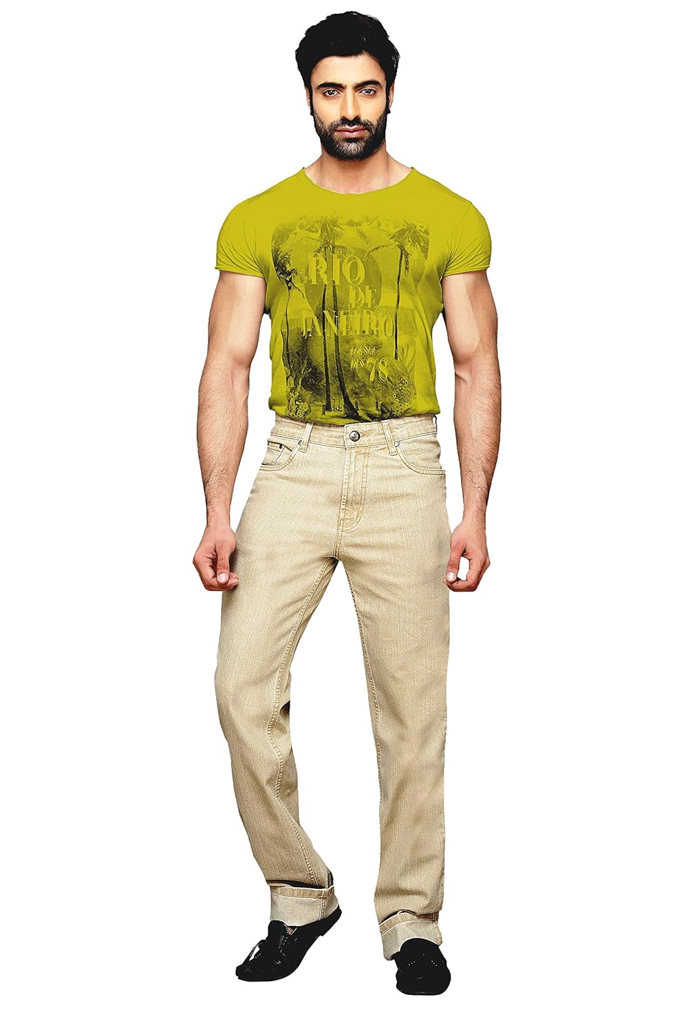 dragaon men's super stretch relax fit jeans-beige