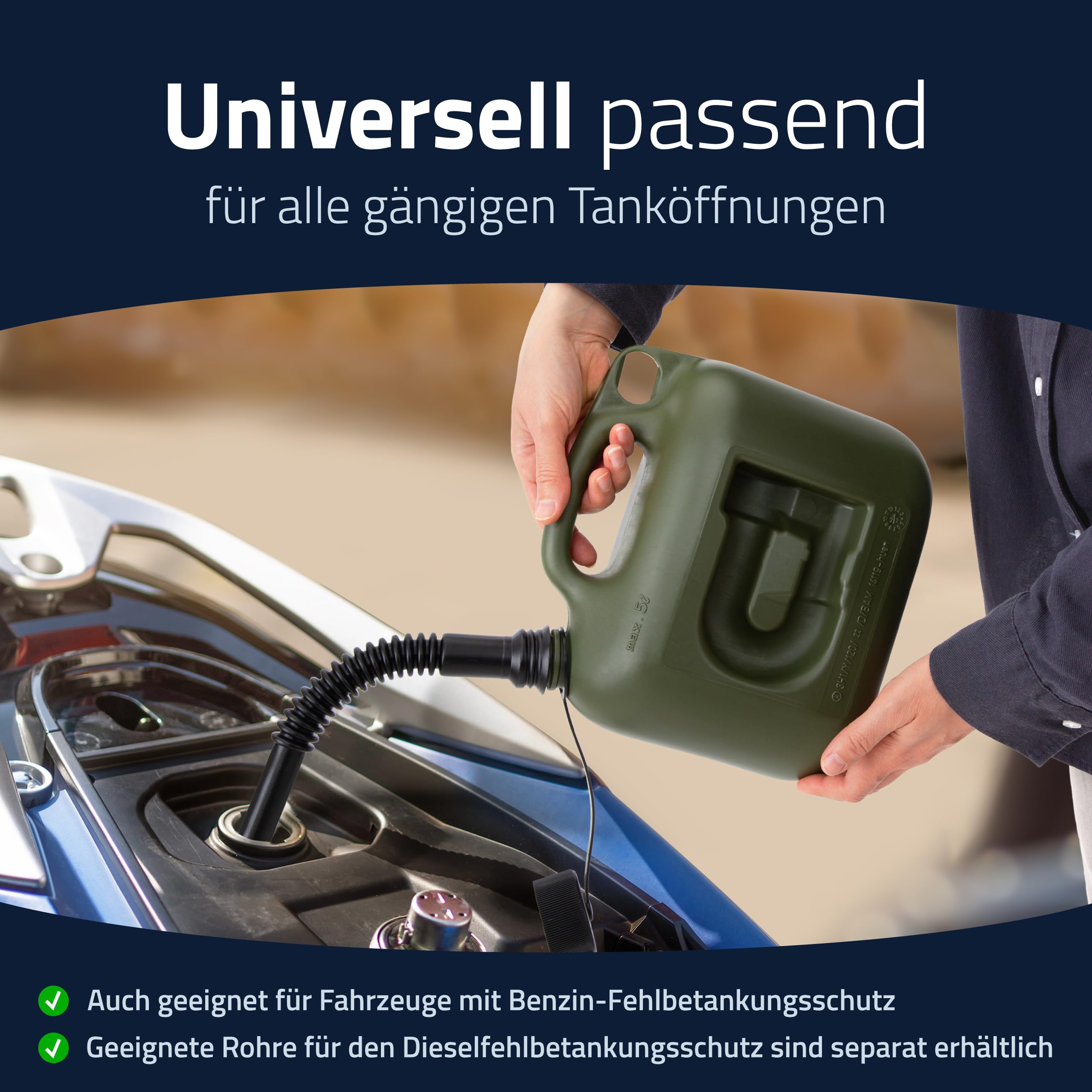 Hünersdorff Kraftstoff-Kanister Profi 5L für Benzin, Diesel und andere Gefahrgüter, UN-Zulassung, Made in Germany, TÜV-geprüfte Produktion, oliv 5