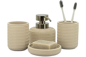 Bathroom Accessory Set 4pcs Beige