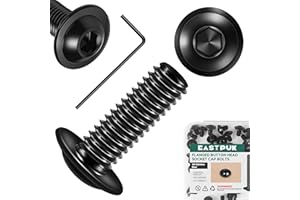 EASTPUK 25Pcs M6 x 16mm Flanged Button Head Socket Cap Screws Bolts, Allen Socket Drive M6 Screws Bolts Black Oxide 304 Stain