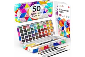 Watercolor Paint Set - 50 Travel Watercolors Set - Water Colors Paint for Adult, Kids, Beginners, Professional Artists | Wate