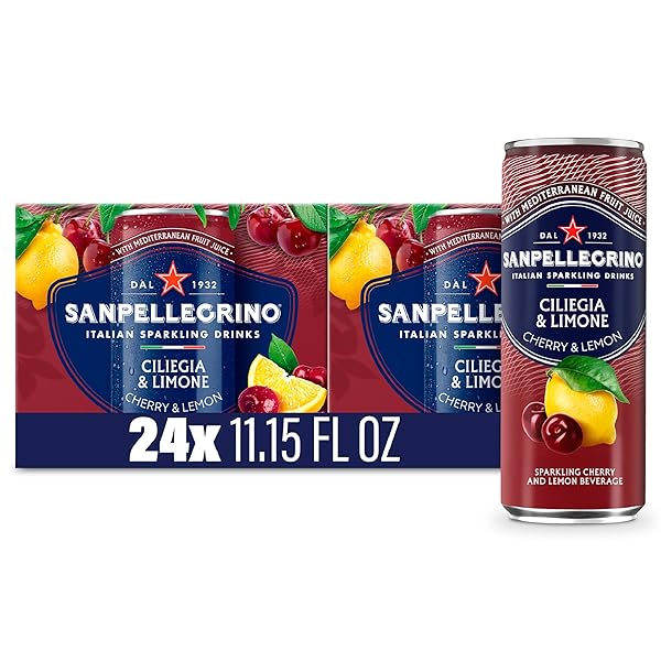 SANPELLEGRINO ITALIAN SPARKLING DRINK CILIEGIA AND LIMONE, SPARKLING CHERRY AND LEMON BEVERAGE, 24 PACK
