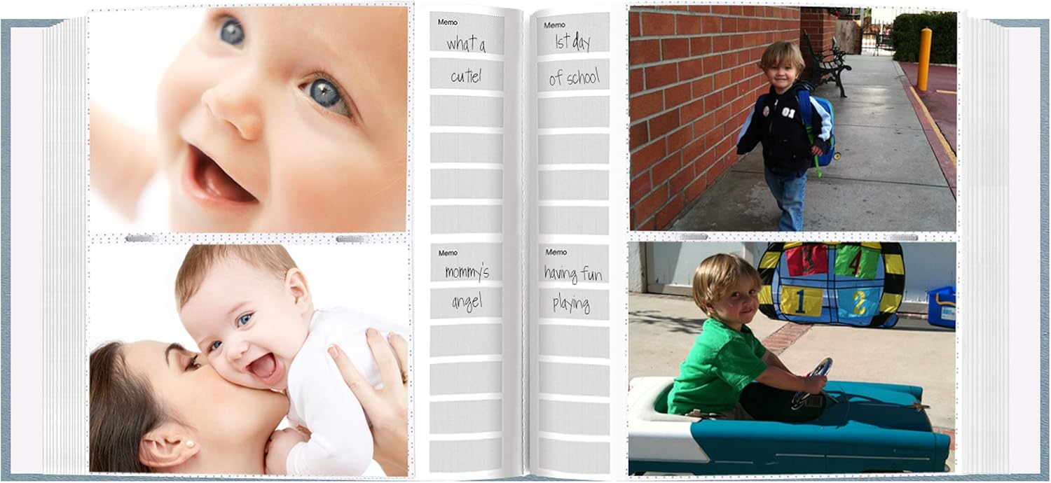 Pioneer Photo Albums DA-200COLB/B 200-Pocket Embossed Baby Leatherette Frame Cover Album for 4 by 6-Inch Prints, Blue: Arts, Crafts & Sewing
