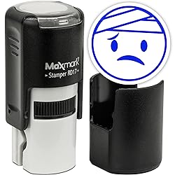 MaxMark Round Self Inking Emoji Stamp - Sick - Blue