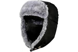 Unigear Winter Trapper Hat for Men Women, Windproof Water-Resistant Faux Fur Ushanka Trooper Hat for Hunting Skiing with Deta