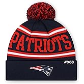FOCO NFL Unisex-Adult NFL Team Logo Stripe Pom Beanie Hat