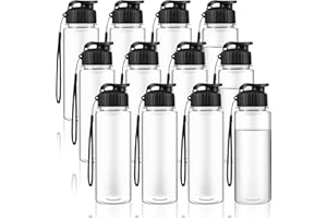 Olgaa 12 Pack Water Bottles Bulk 17 oz End of the Year Gifts for Students Kids from Teacher Reusable Leak Portable Plastic Sports Summer Drink Water Bottles with Handle Strap for Cycling Camping