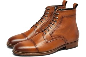 Dockorio Mens motorcycle boots genuine leather combat casual Dress work boots for men