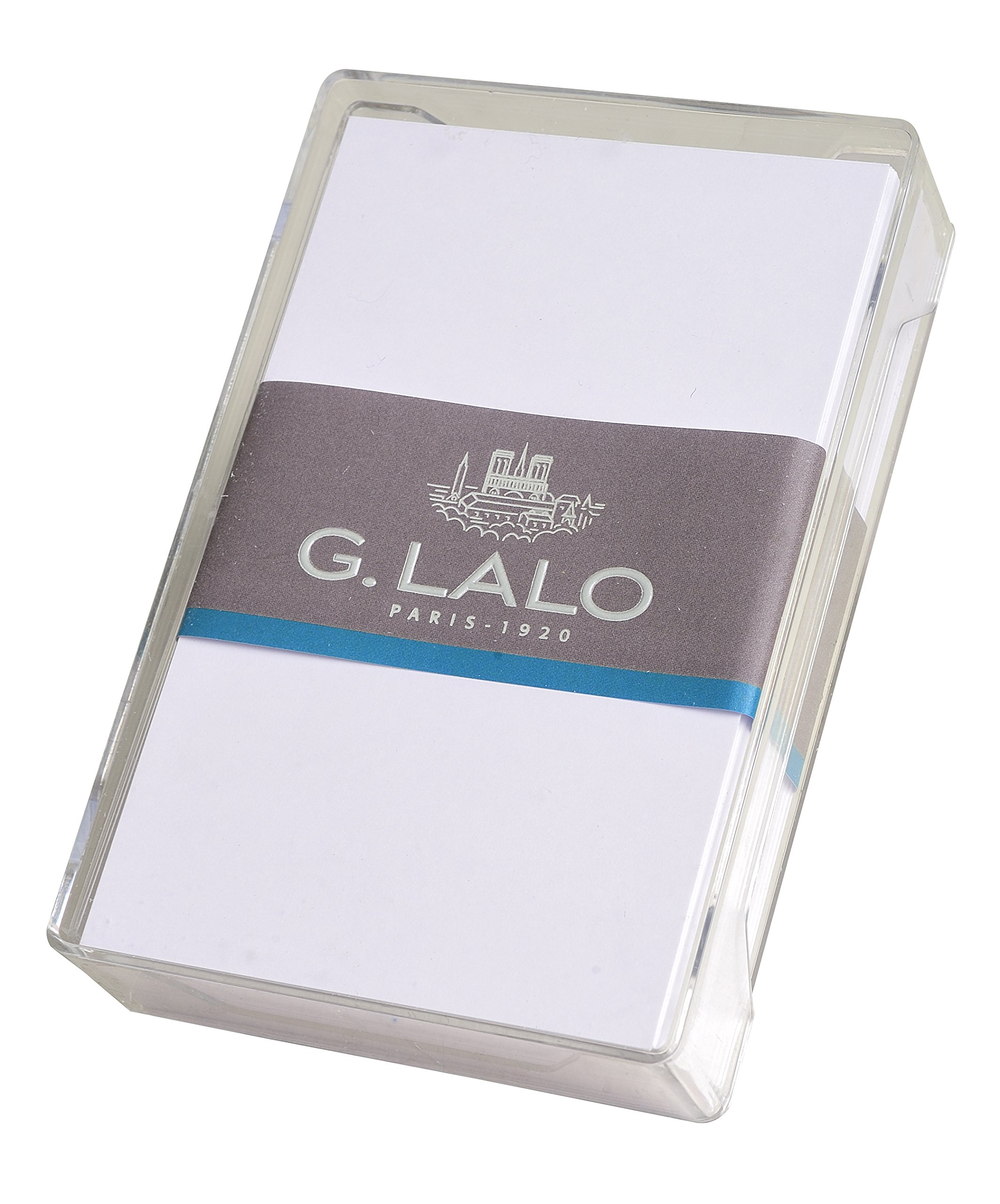 Lalo 16300L - Velin De France. Crystal box of 80 Bristol business cards. Sizes: 8x12,8 cm 320g, French Vellum, White. Lined. Correspondence. Made in France