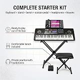 RockJam 61 Key Keyboard Piano Kit with Bench Stool Sustain Pedal Headphones view 2