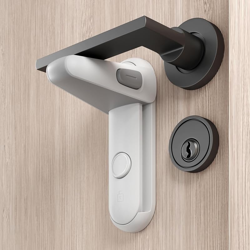 Moonybaby 2 Pack Door Lever Safety Lock White Child Proofing No Tools