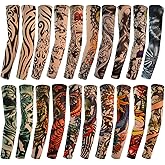 HOVEOX 20Pcs Tattoo Arm Sleeves Fake Tattoo Sleeves for Men and Women | Temporary Sleeve Tattoos, Slip On, Sun Protection, Tattoo Arm Sleeve Covers, Designs Tribal Tiger Dragon Skull and Etc