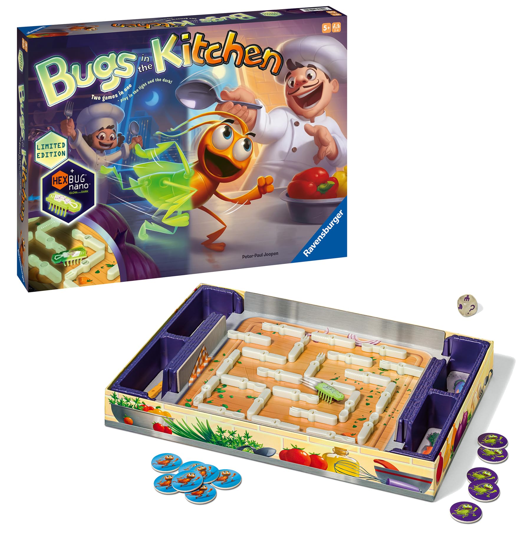 Ravensburger Glow in the Dark Bugs in the Kitchen Board Game for Kids Age 6 Years Up - 2 to 4 Players - Special Edition