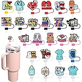 25 Pack Medical Straw Covers Cap for Tumblers, 10mm Cute Dust-Proof Straw Topper for Water Bottles Stanley Cups Accessories Gifts For Women Party Favors