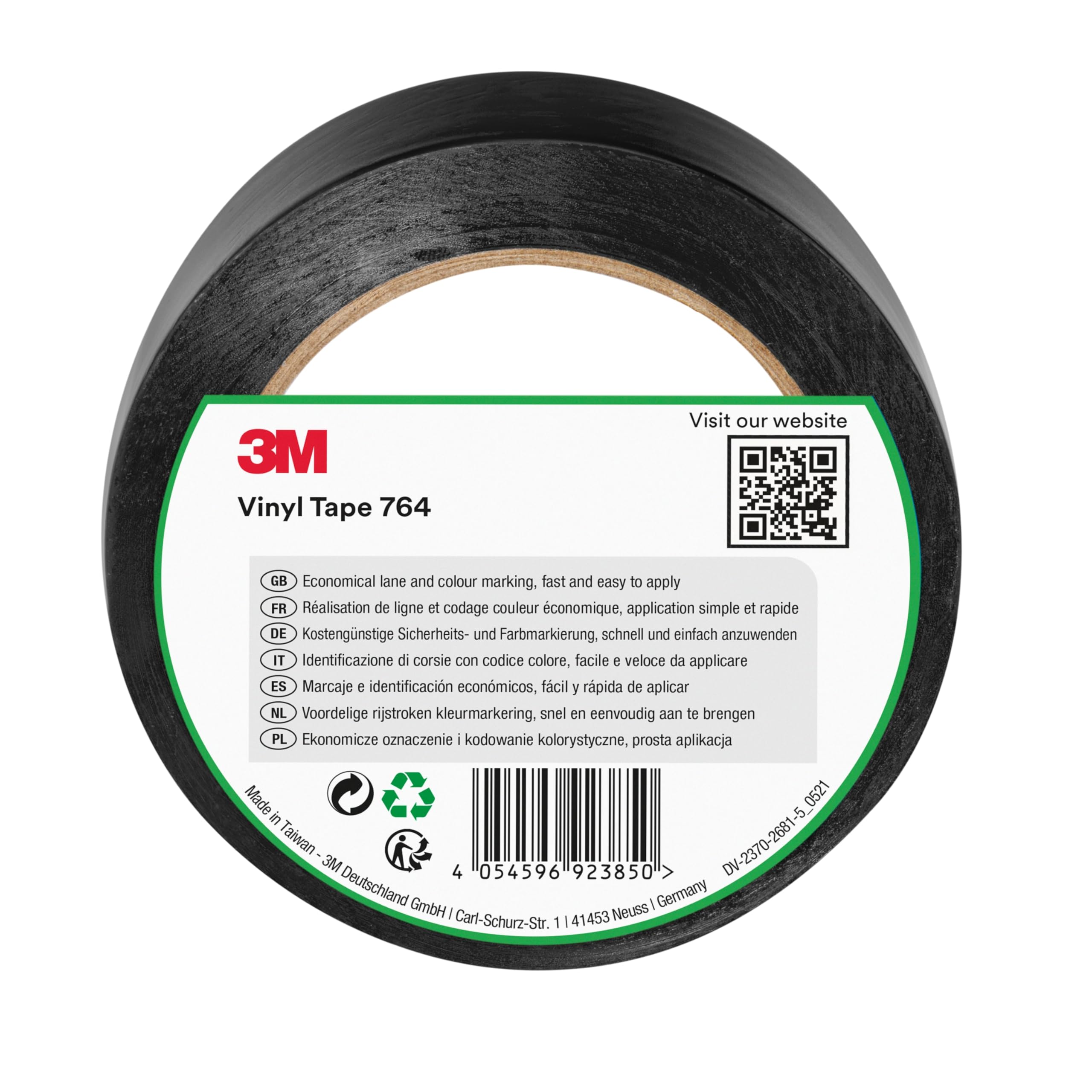 3M General Purpose Vinyl Tape 764i, 50 mm x 33 m, Black