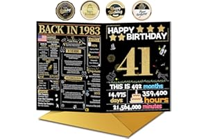 Joycard 41st Birthday Card with Envelope, 41st Birthday Decorations for Women Men, 41st Birthday Gifts for Her Him, Happy Birthday Cards for 41 Year Old Wife Husband, Back in 1983