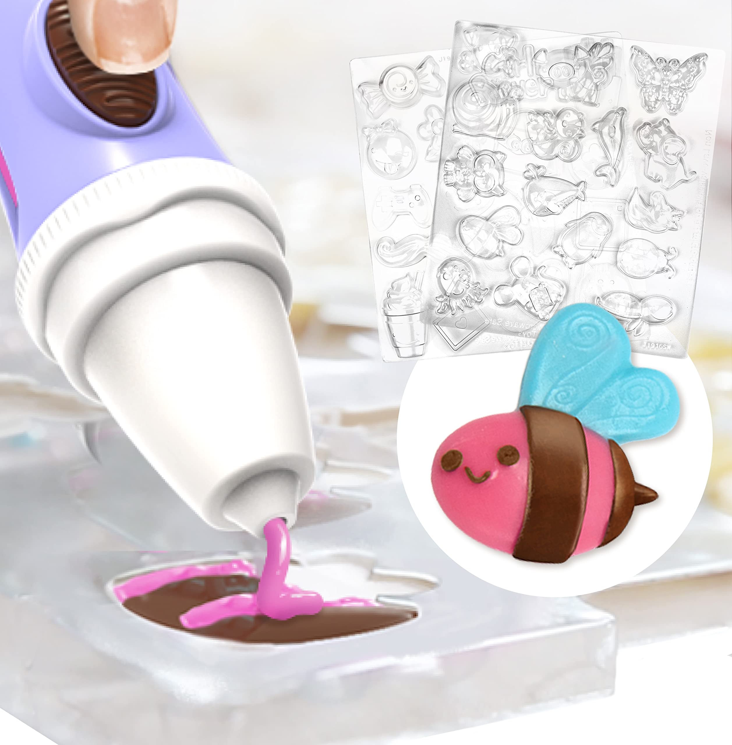 Chocolate Pen Real Cooking and 4 Bars of Candy Chocolate, Kids Crafting Baking Kits, Draw in Chocolate and DIY Your Own Baking Creations!