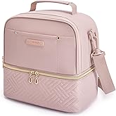 TOURIT Lunch Bag Women Double Deck Lunch Box Insulated Lunch Cooler for Women Men Work, Pink