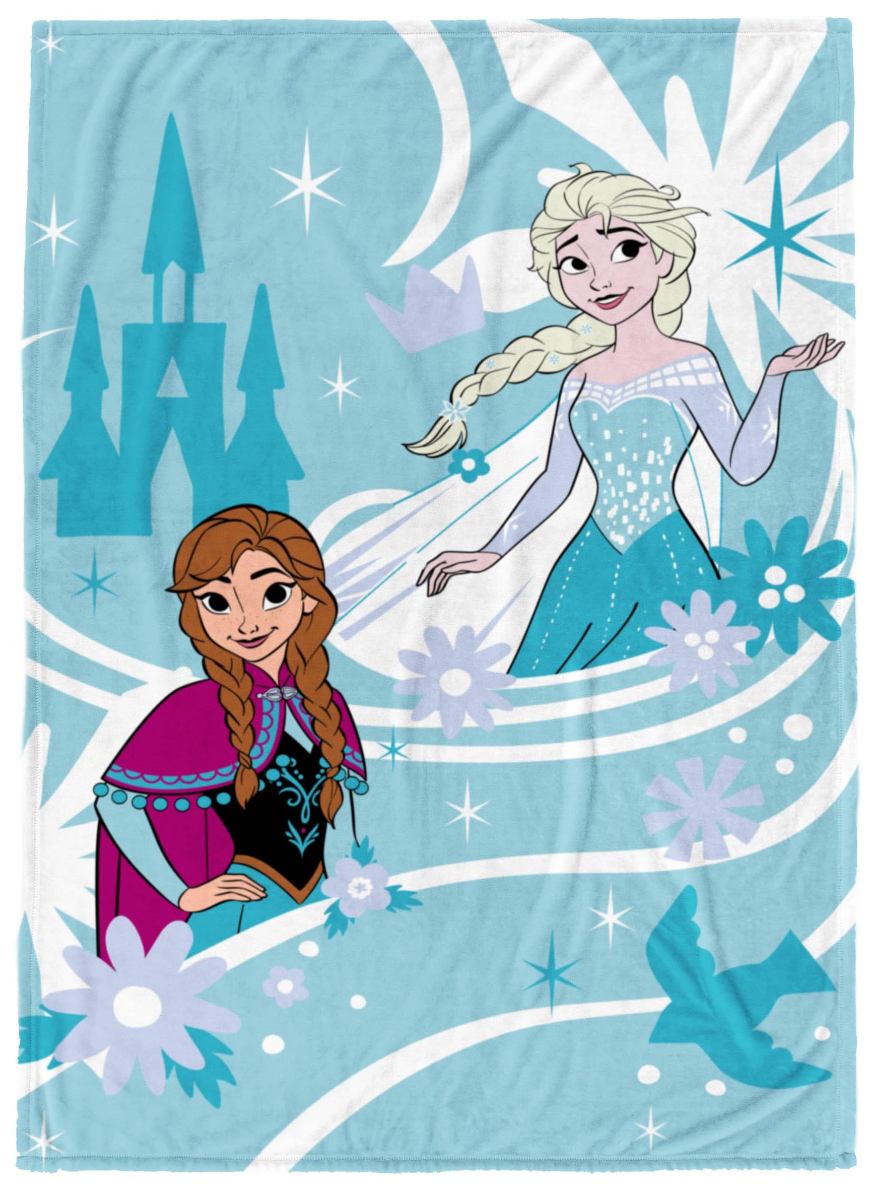 Jay Franco Kids Plush Throw Blanket – Soft & Cozy Fleece Throw for Bedroom & Couch Décor, Official Licensed Product, Blue - Frozen, 60x90 - Large Blanket Image