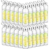 Zubebe 40 Pcs Reusable Water Bottles Bulk Clear Bottles with Stainless Steel Leak Proof Lids Acrylic Bottles with Nylon Carrying Strap Shaker Bottles for Water, Milk, Smoothie, Juice Beverage