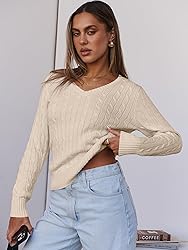 ANRABESS Womens Long Sleeve Cable Knit Sweater 2025