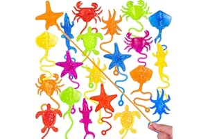 HLARTNET 20PCS Sticky Ocean Themed Animal for Kids, Sea Creature Party Favors for Classroom Prizes, Under The Sea Birthday Goodie Bags Stuffers, Toy Prizes Rewards Bulk Rewards as Gifts