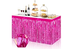 FERWZSR 3 Pack 29x108 Inch Rose Red Foil Fringe Table Skirts Metallic Banner for Tinsel Streamer Garland Backdrop for Parade Floats Wedding Thanksgiving Birthday Christmas Halloween Party Decoration