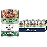 Natural Balance Limited Ingredient Adult Wet Canned Dog Food with Healthy Grains, Lamb & Brown Rice Recipe, 13 Ounce (Pack of 12)