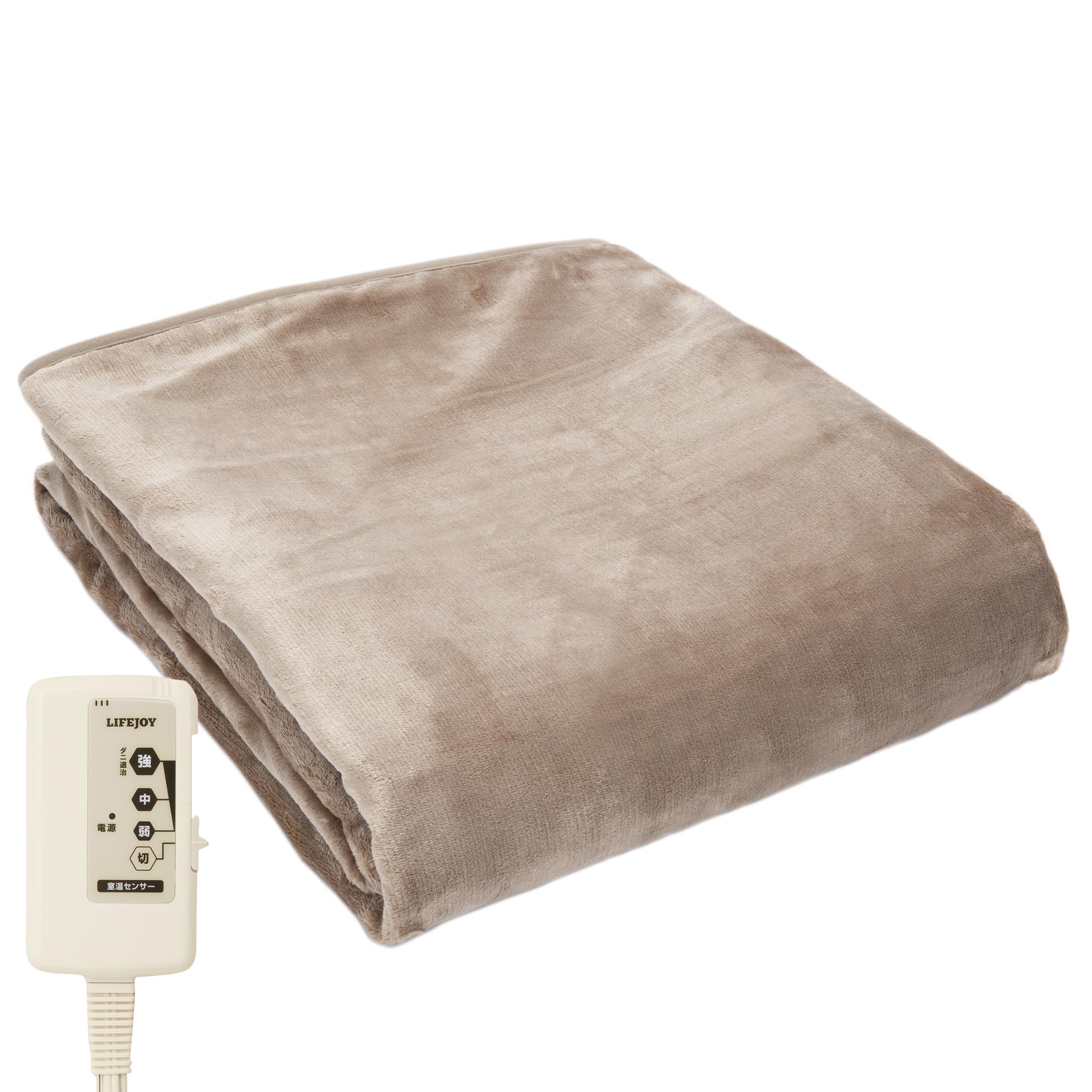 ライフジョイ 電気毛布 掛け 敷き 兼用 188cm×130cm 洗える 両面フランネル 室温センサー付 タイマー機能無 ふわふわ モカ JCBR803M商品画像