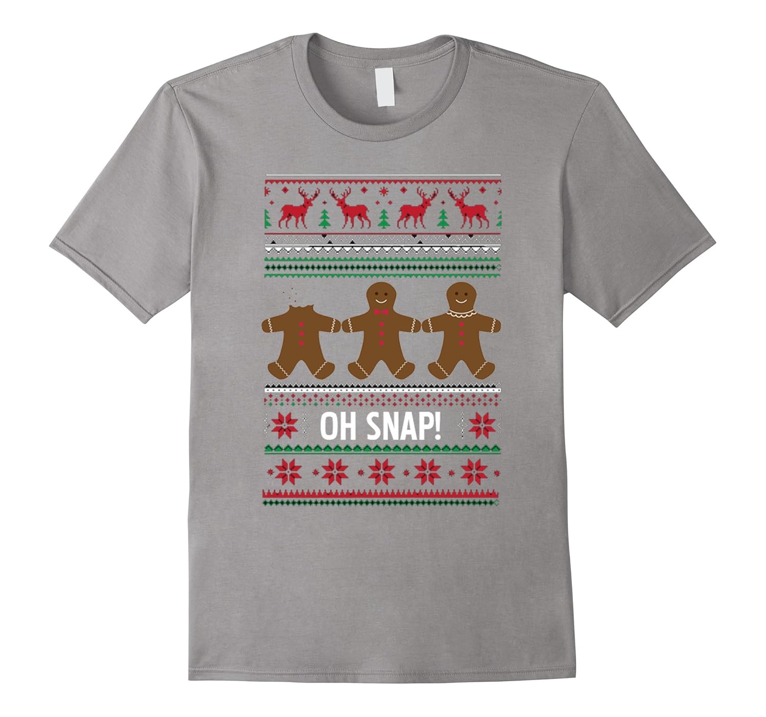 OH SNAP Gingerbread Men Ugly Christmas Sweater Style T-Shirt-ANZ