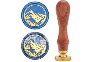 CRASPIRE Wax Seal Stamp, Vintage Wax Sealing Stamps Mountain Retro Wood Stamp Removable Brass Head 25mm for Wedding Envelopes