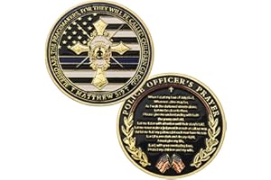 ARNUDOM U.S Flag Thin Blue White Black Alternating Line Police Flag Law Enforcement Cross Challenge Coin