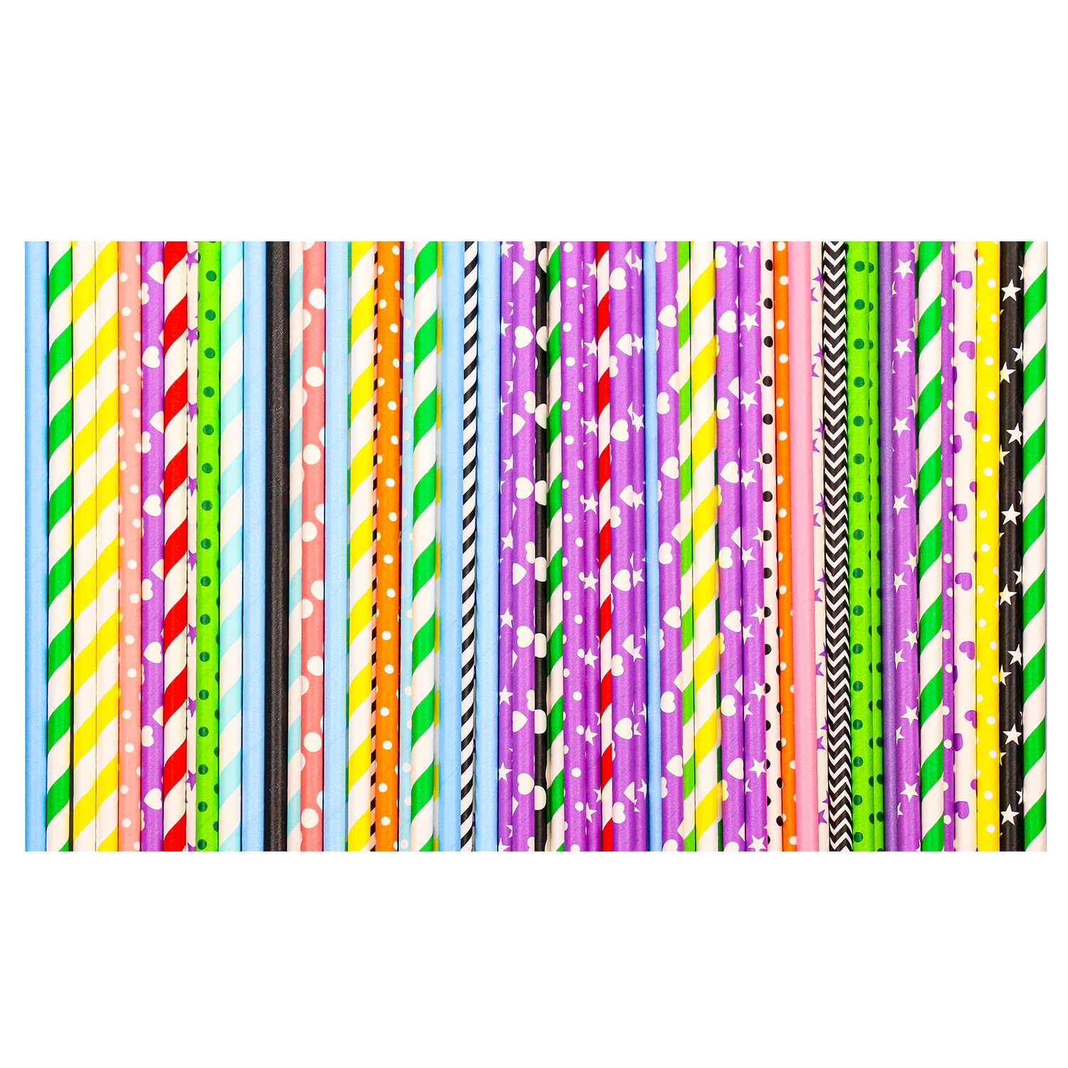 100 Pack Biodegradable Recyclable Paper Straws - Colourful Drinking Straws for Birthdays, Parties and Decorations