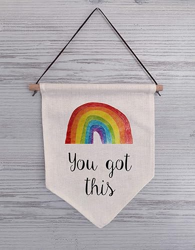 Rainbow Gift You Got This Sign Fabric Motivational Quote Linen
