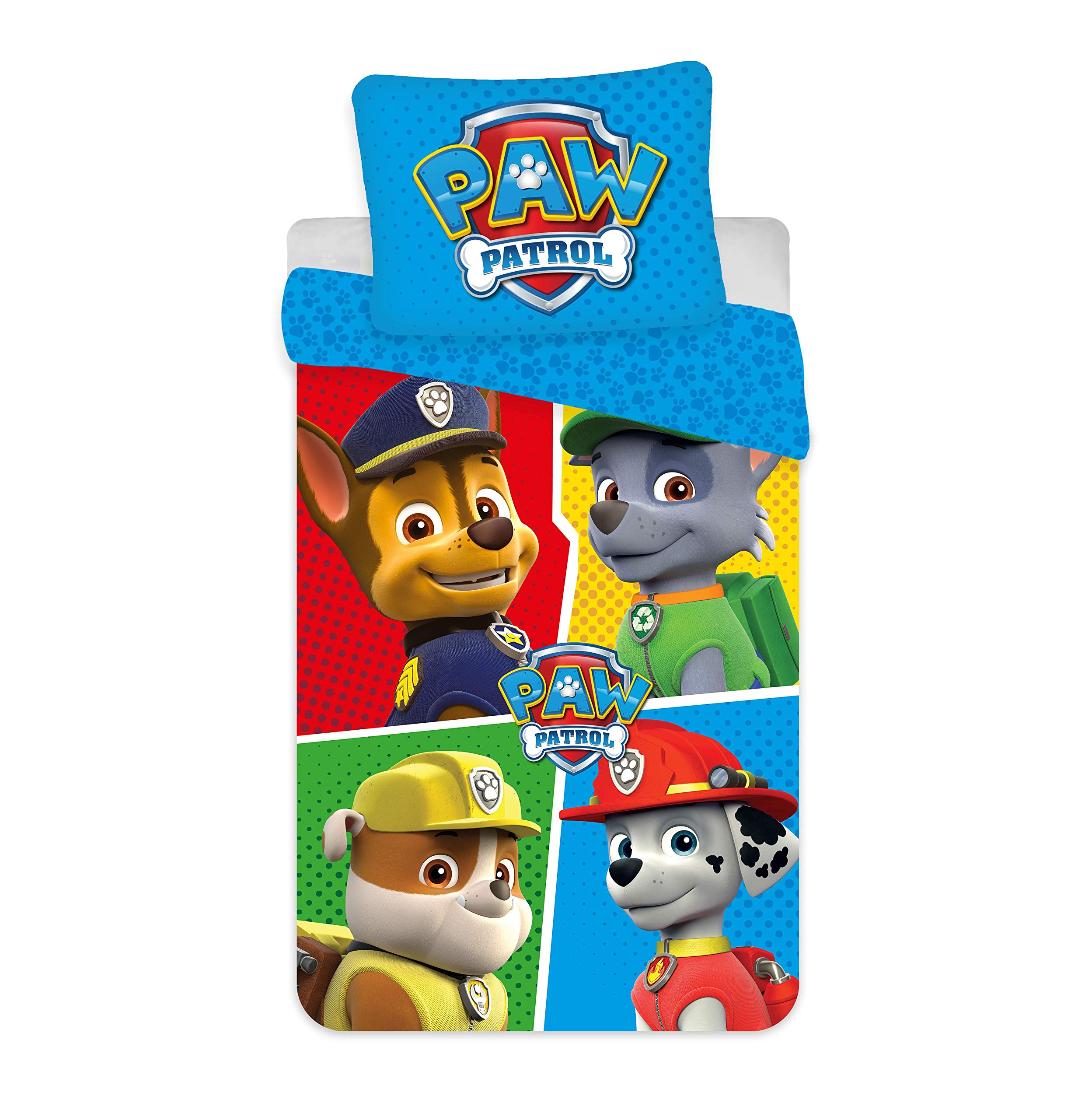Paw Patrol Children's Bed Linen 2-Piece Set Duvet Cover 100 x 135 cm + Pillowcase 40 x 60 cm 100% Cotton Oeko-Tex Cot/Toddler Size